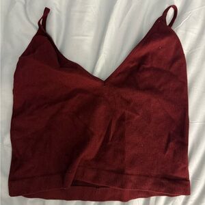 Burgundy Ribbed Crop Top